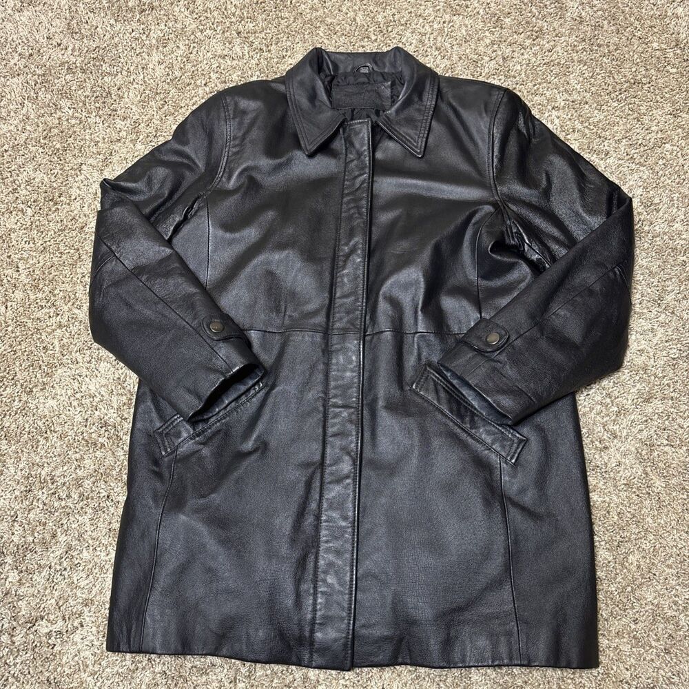 VTG Jacqueline Ferrari Jacket Coat Women Large Tall 80s Leather